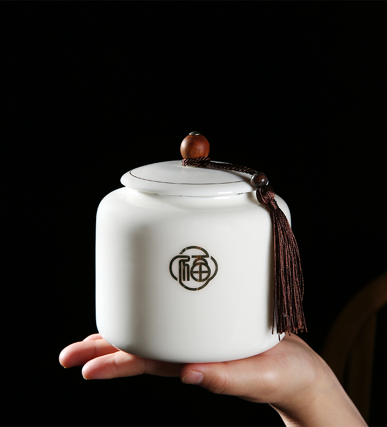 The New caddy fixings ceramic tea packaging gift box empty half jins of green tea, red, white porcelain seal pot double pot customization