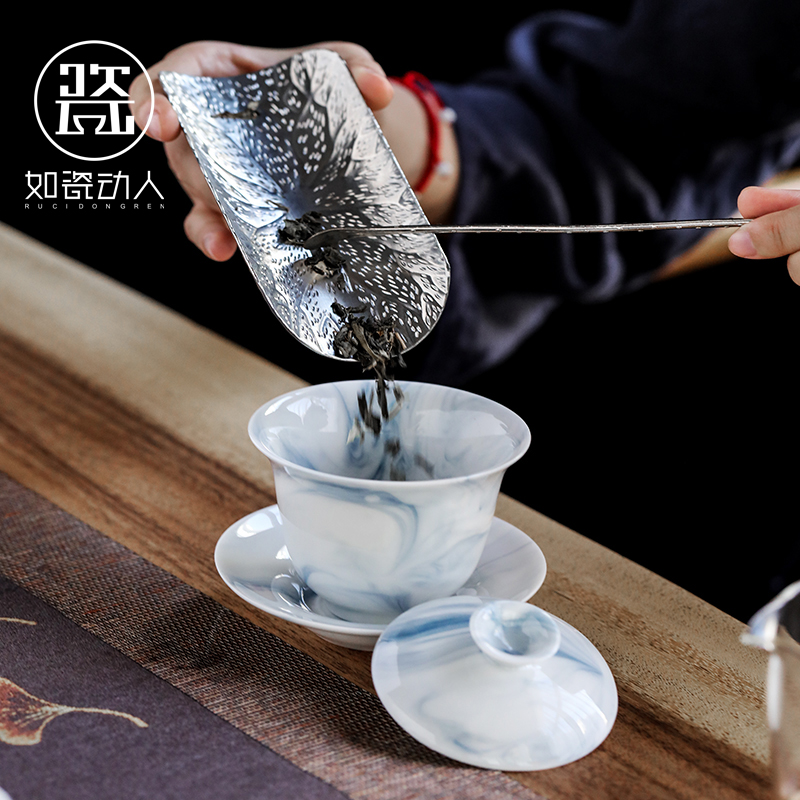 Japanese tea set suit household contracted ink zen wind kung fu tea set ceramic cups tureen gift customization