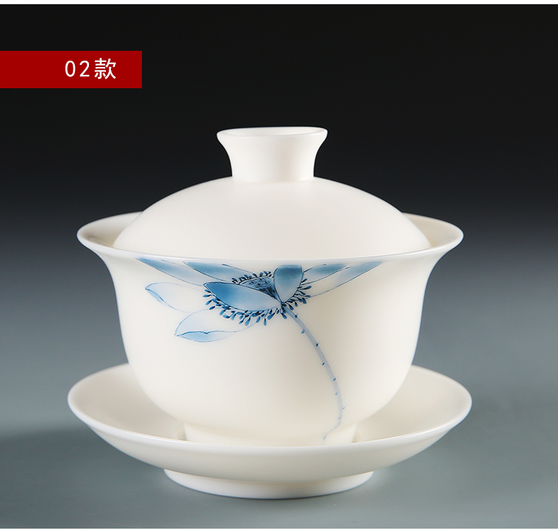 To the as porcelain moving tureen dehua white porcelain cups kung fu tea set household suet jade porcelain worship to use three bowls