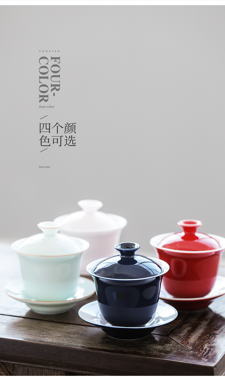 Celadon only three tureen dehua suet jade porcelain bowl cups kung fu tea set to make tea bowl bowl is a single thin