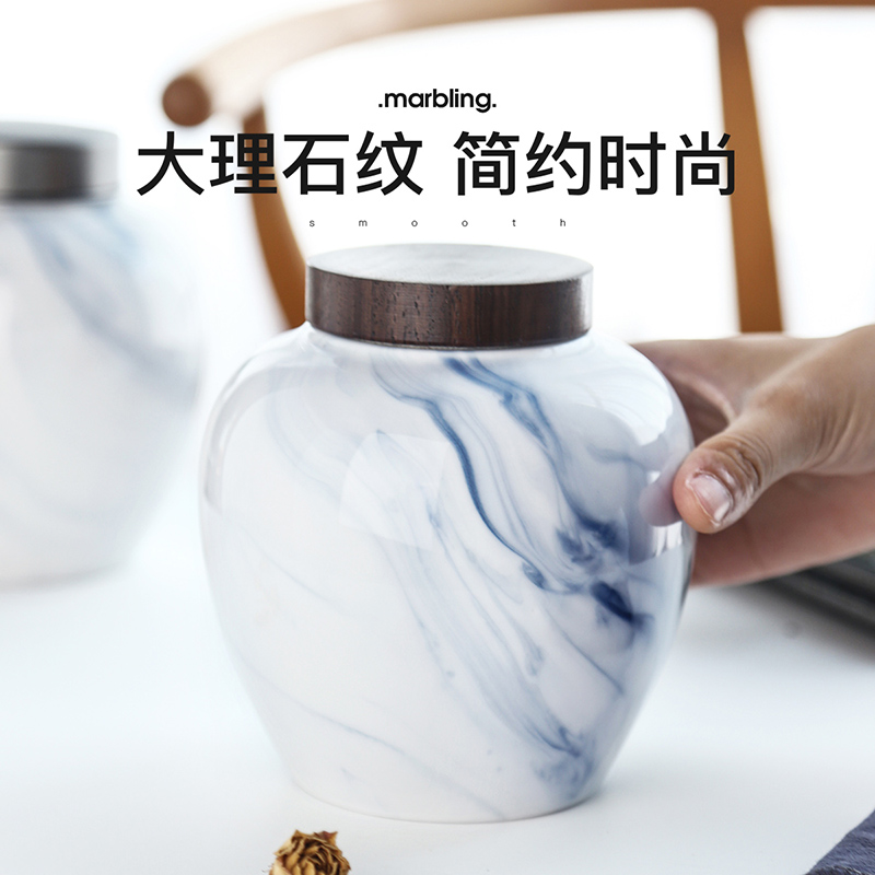 Tin tea box sealing cover household ceramic tea caddy fixings storehouse storage tank large POTS customization