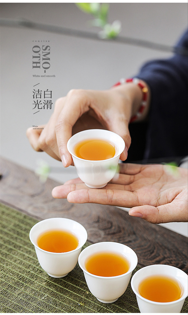 To the as porcelain and moving dehua white porcelain teacup suet jade porcelain kung fu tea tea set thin foetus masters cup, cup sample tea cup