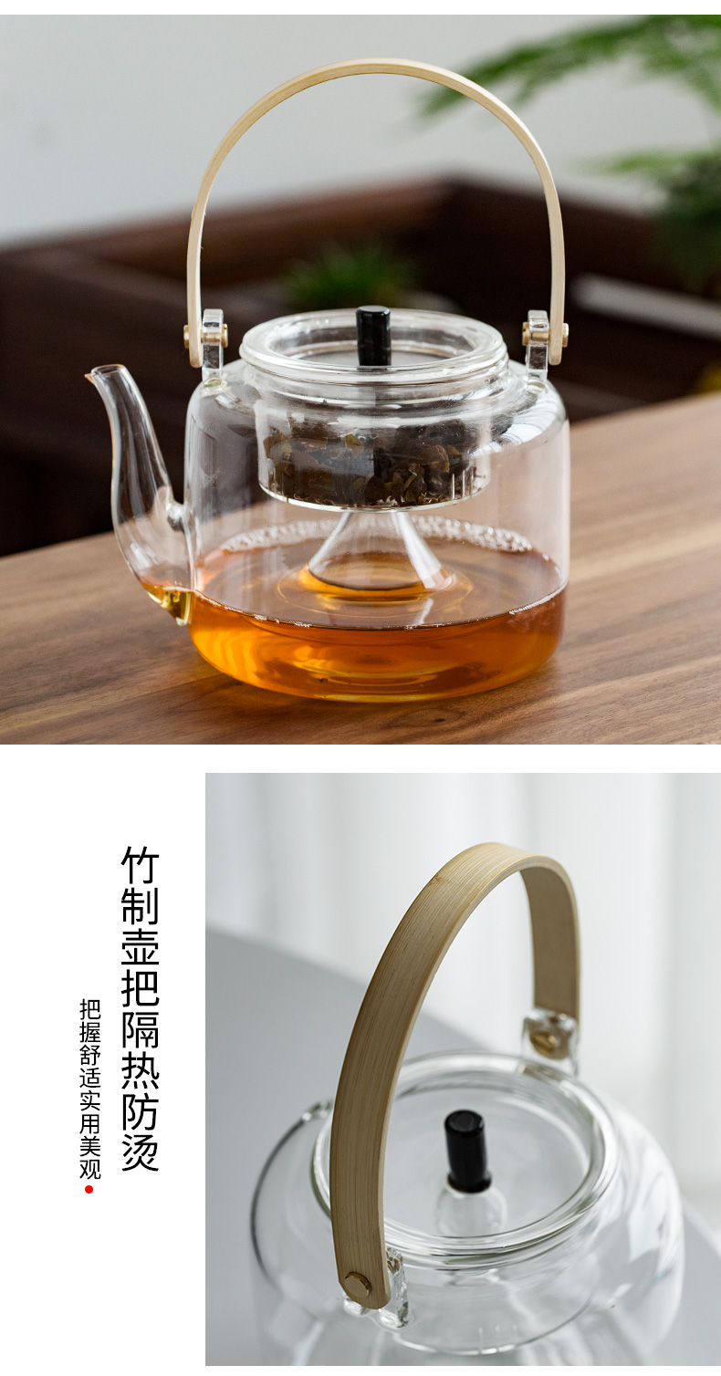 Hand - made electric TaoLu boiled tea, kungfu tea set suit household steamed tea stove thickening heat - resistant glass tea kettle