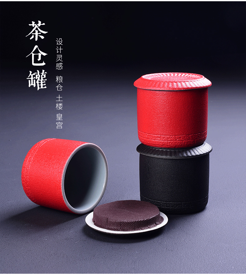 Caddy fixings ceramic small gift Christmas apple can safely seal pot red green tea pu 'er tea sets