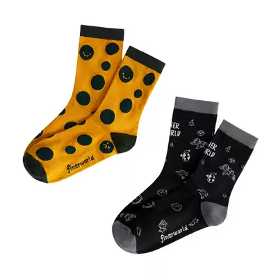 finerworld socks cute Korean version of pure cotton college storm point space trend with mid-length socks Qualcomm winter