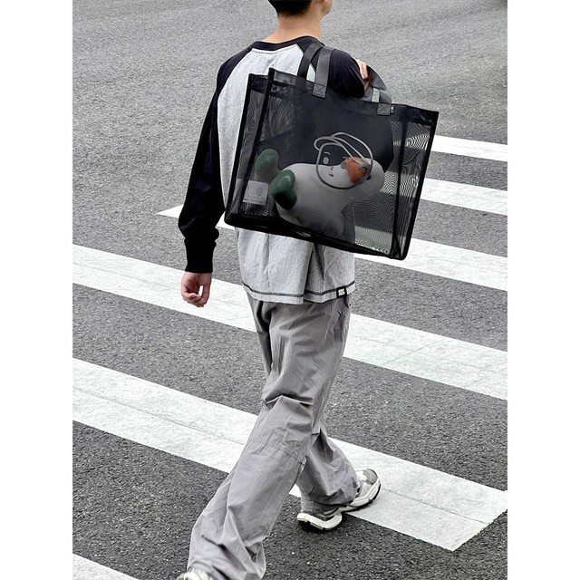 ຕາຫນ່າງ translucent breathable ຖົງກິລາ tote bag shoulder