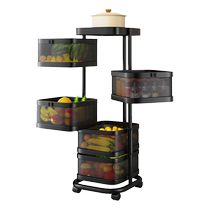 佳帮手厨房置物架家用果蔬收纳架落地多层多功能旋转小推车储物架