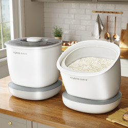 Jiabangshou Rice Bucket 곤충 방지 수분 방지 밀봉 식품 등급 가정 보관 탱크 회전식 쌀 곡물 가루 양동이