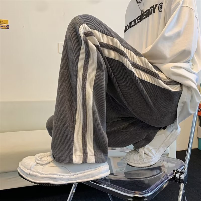 Corduroy Pants for Men, Autumn ins Trendy Brand, Loose Striped Casual Pants, Winter Fleece-Lined Straight-Leg Wide-Leg Sweatpants Corduroy Pants for Men, Autumn ins Trendy Brand, Loose Striped Casual Pants, Winter Fleece-Lined Straight-Leg Wide-Leg Sweatpants