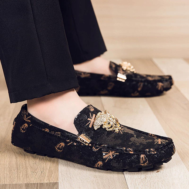 Versace European Station Merdustan Bean Shoes Men's Tide Fit Men's Men's Shoes 3536 Small size 37 wild hair type division