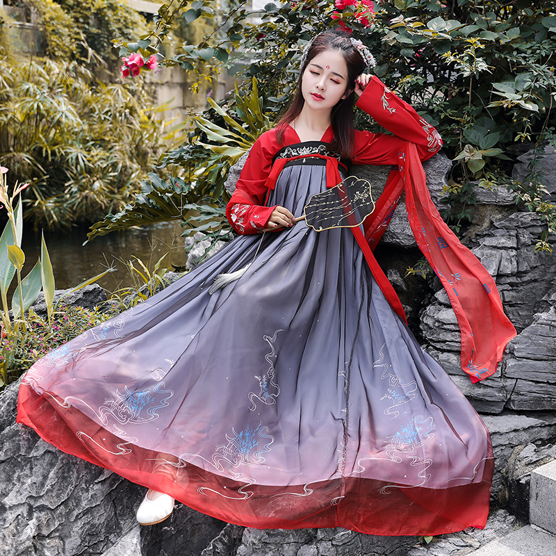 New Original Traditional Chinese-Style Hanfu for Women, Chinese-Style Chest-Length Skirt, Fairy-Like Cherry Blossom, Super Ethereal and Elegant, Ancient Style for Students' Daily Wear