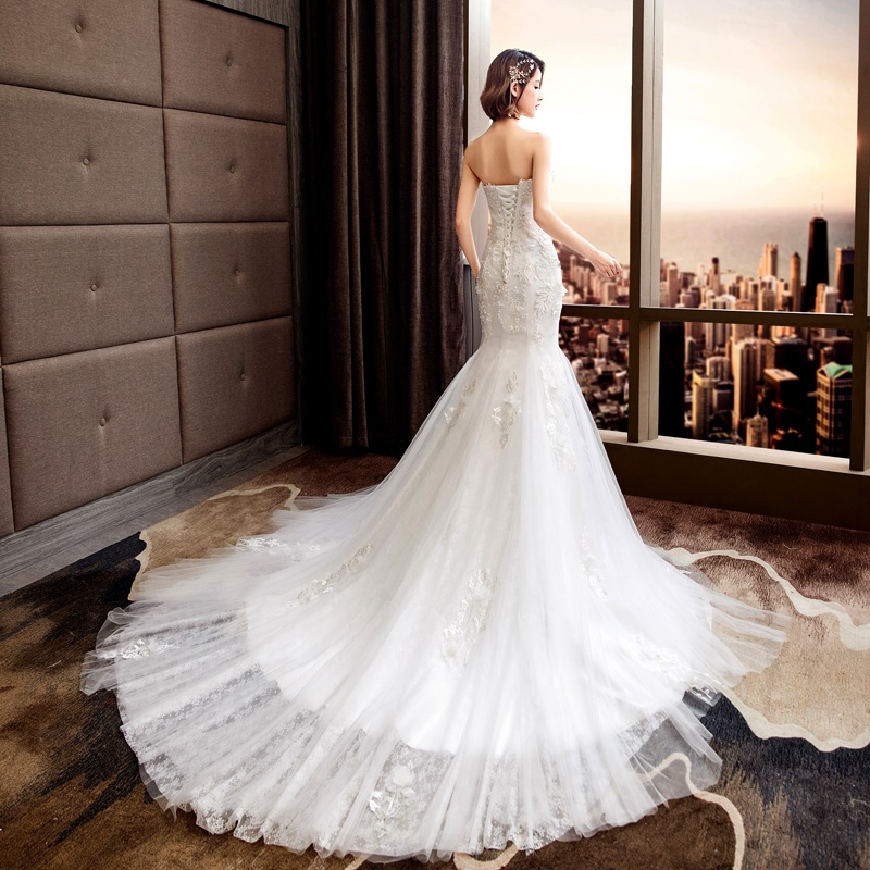 Fish -tail wedding dress 2024 new bride Mori super immortal dream light skirt Korean flower French travel simple petals Fish -tail wedding dress 2024 new bride Mori super immortal dream light skirt Korean flower French travel simple petals