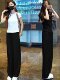 Summer clothes are paired with a set of Korean-style high-end slim-fitting fashion pure cotton T-shirts, high-waisted slimming casual ice silk wide-leg pants