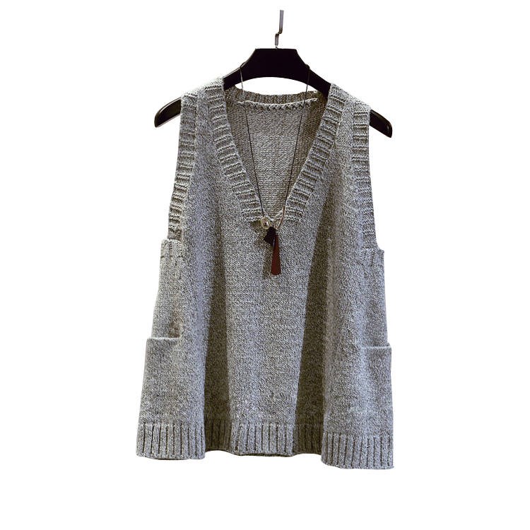 phiên bản A-Lời giáp áo kích thước lớn mùa xuân mùa thu Hàn Quốc phiên bản V-cổ tay áo vest knitsweater lỏng áo len của phụ nữ phụ nữ