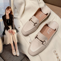 Doudou shoes womens 2022 new small leather shoes slip-on single shoes womens flat shoes all-match British style loafers