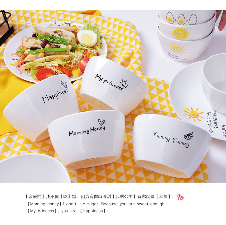 Dễ thương lưới đỏ bát vuông bộ đồ ăn đơn đẹp trai đẹp mắt ăn món ăn đặt bát mì gốm - Đồ ăn tối khay đựng thức ăn