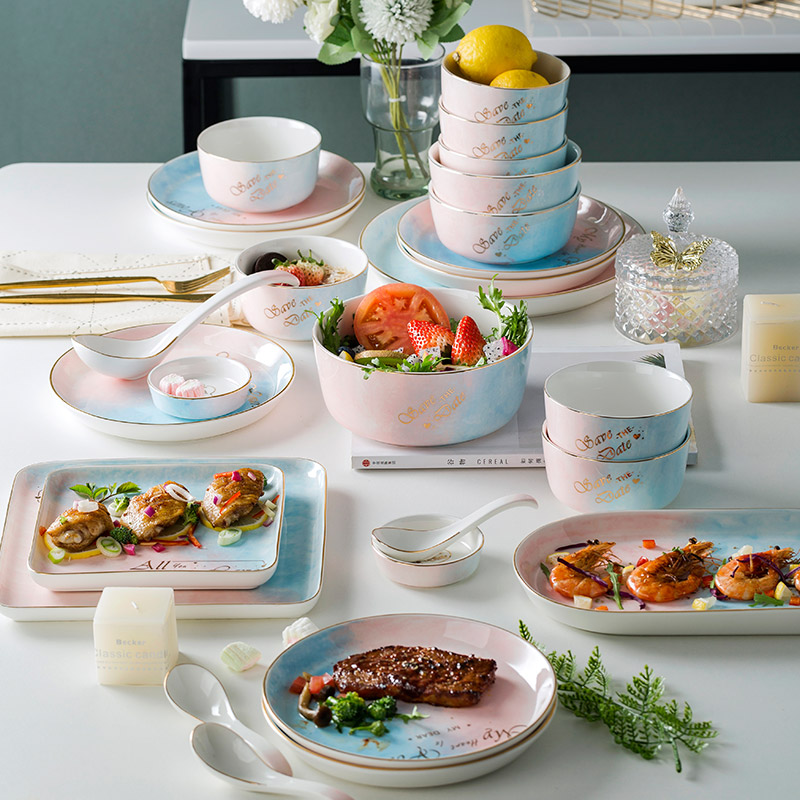 Light key-2 luxury Nordic ceramic household jobs up phnom penh dish 0 creative web celebrity ins tableware suit the steak western food