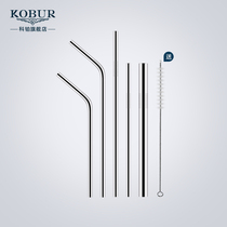 304 stainless steel straw Environmental protection drinking tube Long coarse suction pearl milk tea cold drink Metal elbow cock cup iron straw