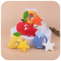 New DIY creative cartoon Silicone Fruit Big Stars Toy Tooth Gum Strawberry Mango Gum Hand Ring Grinders