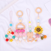 Baby Room Decoration Pendant Colored Wool Thread Beads Wood Ring Pendant Children Grinders Toy Four Sets