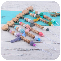 New DIY Baby Name Appeasement Silicone Feather Pacifier Anti Drop Chain Baby Toy Beech Animal Pacifier Clip