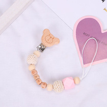 2021 new children stroller chain pendant beech wood Animals Americas Ostrich Gum Pacifier Bracelet Bracelet Bracelet three sets