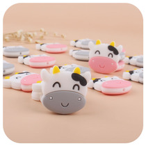 Creative DIY Baby Supplies Cartoon Animal Dairy Cow Silicone Bead Baby Pacifier Anti Fall Chain Grinding Tooth Gum Accessories