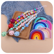 Baby Cartoon Rainbow Silicone Bites Teeth Grindle Tooth Gum New Baby Name Custom Pacifier Chain Suit