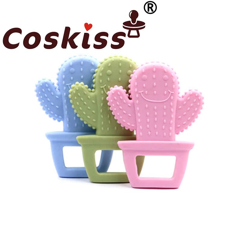 Coskiss New Fashion Baby Grinders Nibble Tooth teeth Grinders Baby Grinders Monochromatic Silica Gel Cactus Solid Teeth