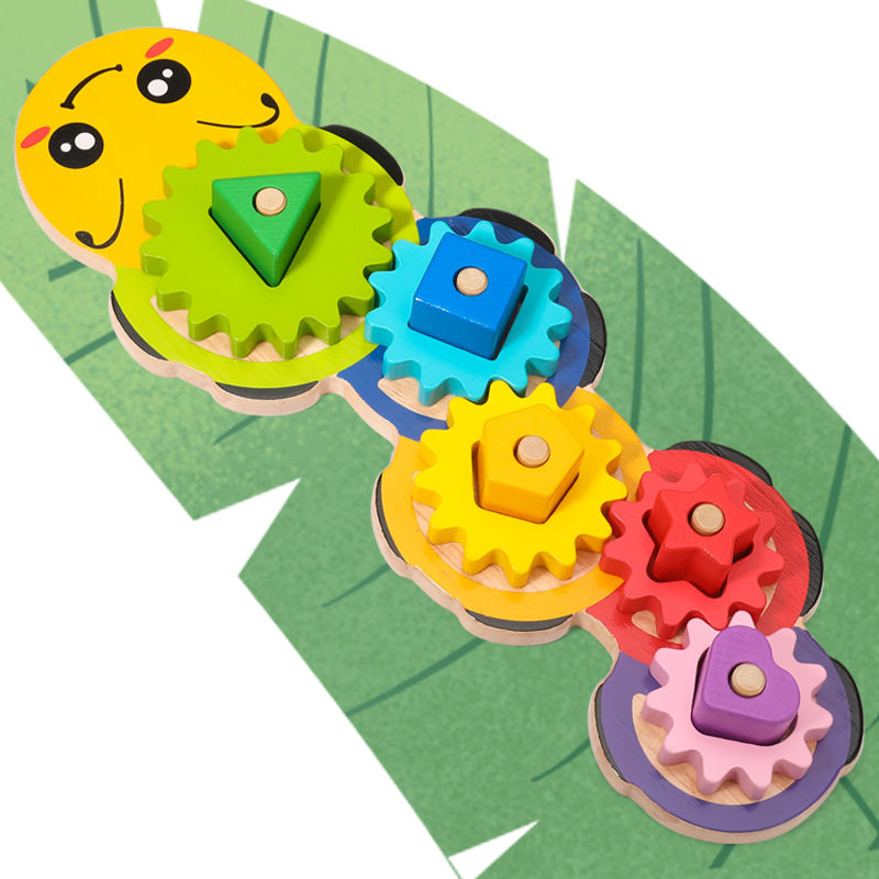 Children's early education cognitive caterpillars variegated sets of columns large particles hand-grabbing gear shape matching toys