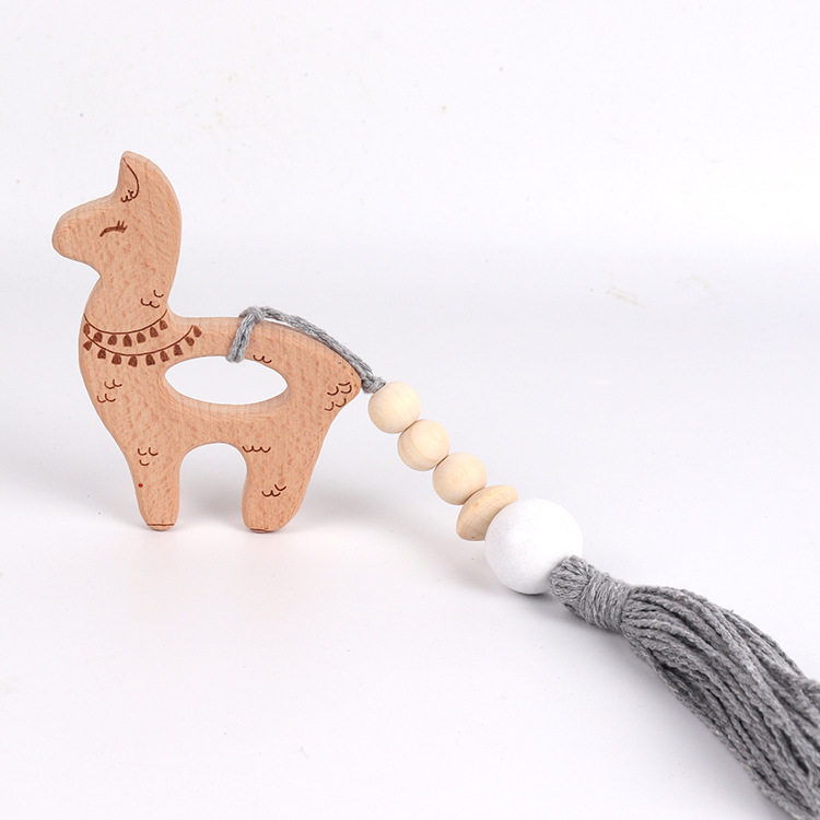 Manufacturers send children's rattle beech wood toys baby rattle toy baby teether molar stick one-click generation