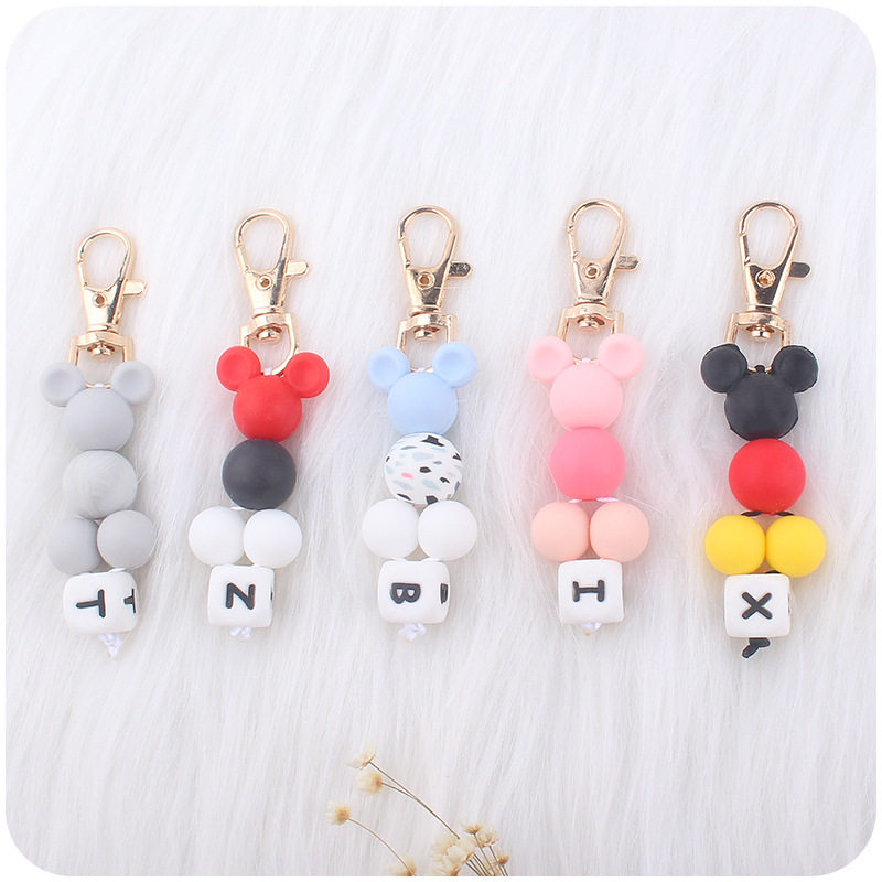 Creative DIY new cartoon bead pendant hit color silicone bead keychain pendant bag small pendant AliExpress