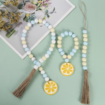 ins creative fields garden wind wood beads flow Su strings colored wood beads lemon slices hemp rope flow Su string bead pendant decoration