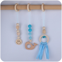 New Infant Supplies Cartoon Animal Beech Wood Gum Appeasing Baby Toy Small Bell-Bell Fitness Rack Suit