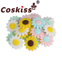 DIY handmade sunflower pendant BPAFree texture food grade silicone sunflower shape silicone tooth gum pendant