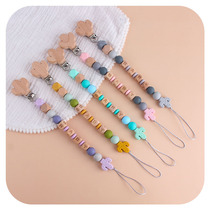DIY Creative Cartoon Beech Wood Cactus Nipple Clip Silicone Cactus Tooth Gum Baby Name Custom Pacifier Chain
