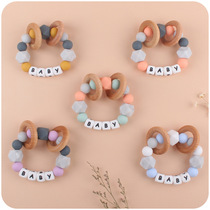 New infant supplies silicone gel can DIY name pacify baby big anise silica bead hand ring tooth rubber toy