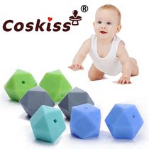 New 17mm food grade pure silica gel hexagonal bead baby pacifier chain bite tooth stick hand string necklace accessory material