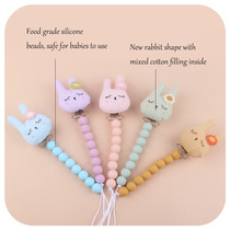 Creative Baby Supplies Rabbit Pacifier Nipple Chain Toy Baby Pacify Silicone Bead Pacifier Chain Anti Fall Chain