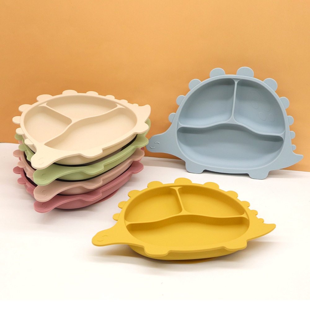 Amazon Hot Sell 2021 Latest Exploding Mother & Baby Products Baby Silicone Dinosaur Dinner Plate Support Volume