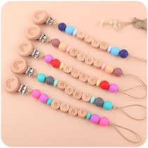 Baby Cartoon Beech Wood Clip Appeasement Baby Animal Teeth Gum Hand Ring Bites Rubber Pacifier Anti Drop Chain Suit