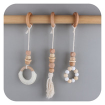 DIY Baby Creative Cotton Woven Grindstone Toy New Smiley Face Beech Cotton Thread Tooth Gum Children Room Adornment