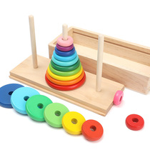 Children Early Education Color Cognition ten Floors Hannota Detachable Solid Wood Boxed Assembled Puzzle Toys