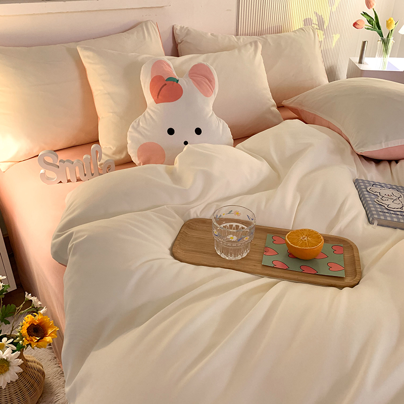 Minimalist Art. 4 sets of young girls Heart pure color No print by hood Master Wind student Three sets of modern home bed products