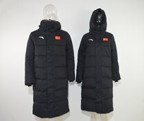 Anta 2019 sponsored the Chinese national team delegation basic black mens and womens long down cold coat national uniform