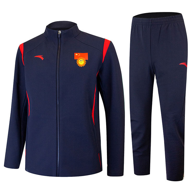 Anta 2022 sponsors Beijing Chinese delegation national team fine velvet stand-up collar knitted dark blue sports and leisure suit