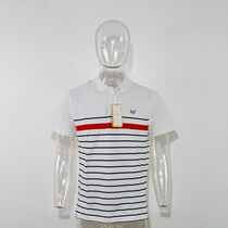 361 Degree Sponsorship Chinese Delegation National Ben White Red Black Horizontal Stripe Short Sleeve Polo Shirt