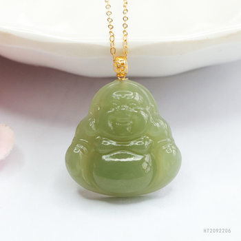 18k gold set with natural hotan jade pendant buddha buddha jade jewelry buddha buddha pendant xinjiang natural hotan jade