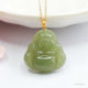 18k gold set with natural Hotan jade pendant Buddha Buddha jade jewelry Buddha Buddha pendant Xinjiang natural Hotan jade