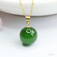 Natural Hetian jade pendant 18k gold inlaid with jasper round beads jade clavicle chain round bead pendant Hetian jade beads